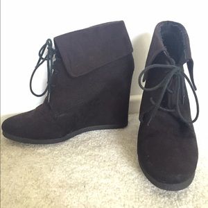 Black bootie wedges