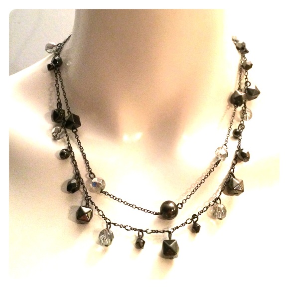 Express multi chain black, silver necklace