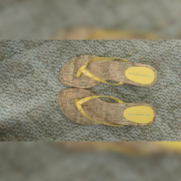 Yellow wedge sandals