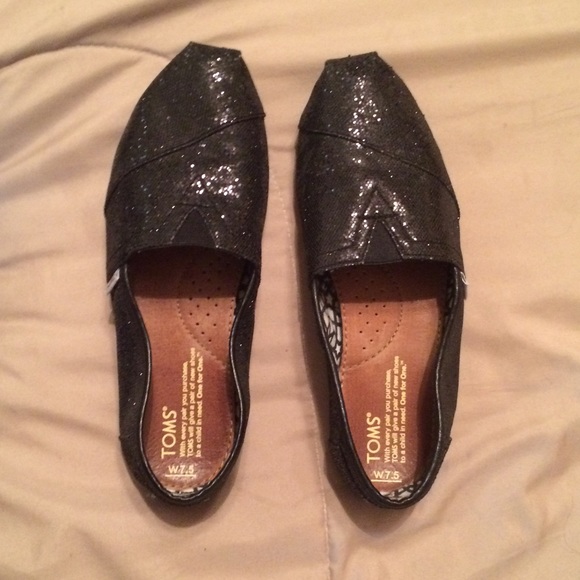 Toms sparkly black size 7.5