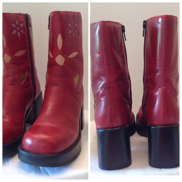 Shoes - DIBA USA Leather Red Cowgirl Boots
