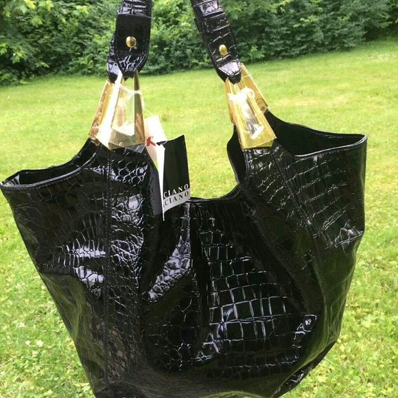 Black patent leather purse