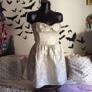 Gold Brocade Bow Dress w/ Boning