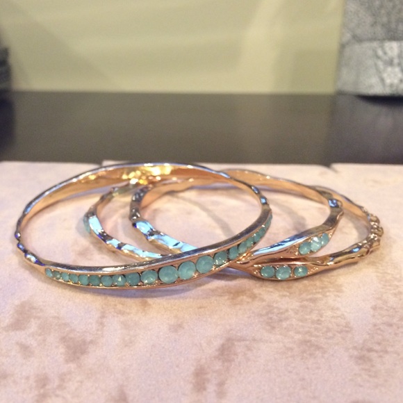 Gold and turquoise bangles - Picture 2 of 2