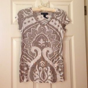 INC international concepts short sleeve sequin top