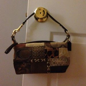 Brown Multi Patterned Coach Purse