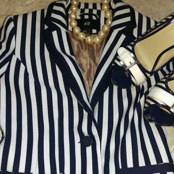 H&M Navy Striped Blazer