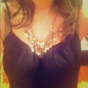 Gold coin bib necklace