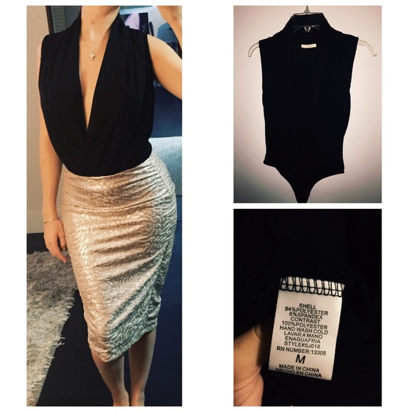 Black low cut bodysuit