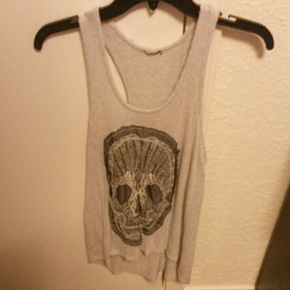 Tan tank top w/skull - Picture 1 of 1
