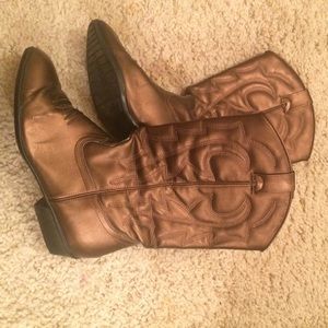 Bronze cowboy boots