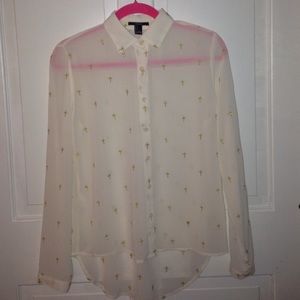 Embroidered Cross Sheer Blouse Embroidered Cross Sheer Blouse