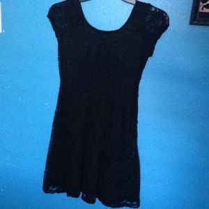 Black laced skater dress