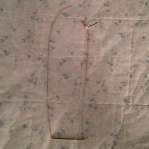 Gold Bar Necklace with Diamond Stud