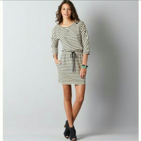 LOFT Striped Sweatshirt Dress