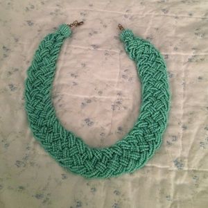Teal Braded bead Statement Necklace