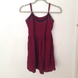 Burgundy fit and flare dress