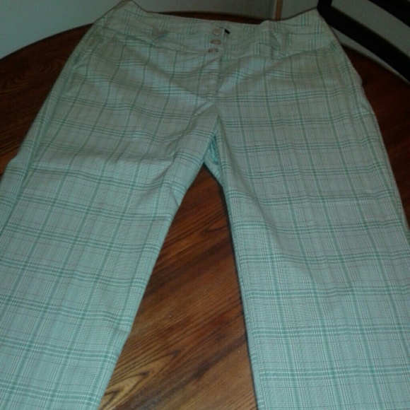 Women plaided slacks.