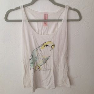 White parrot print flowy tank