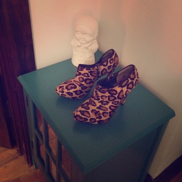 Leopard Stiletto Heel Ankle Booties