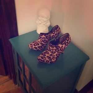 Leopard Stiletto Heel Ankle Booties