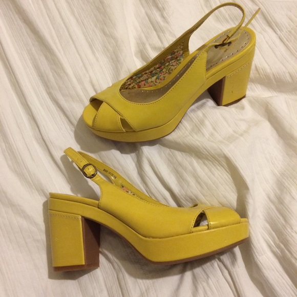 Yellow Platform Pin-up Vintage Style Sandal Heels