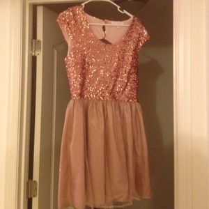 Rose gold sequin party dress