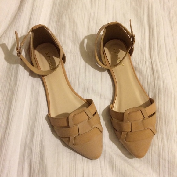 Tan Faux Leather Ankle Strap Sandals