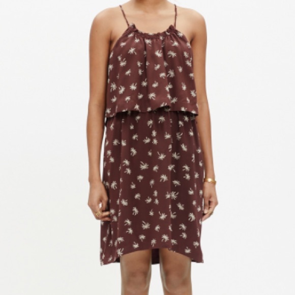 Madewell Dresses Silk Dreamdrift Overlay Dress In Palm Tree Poshmark