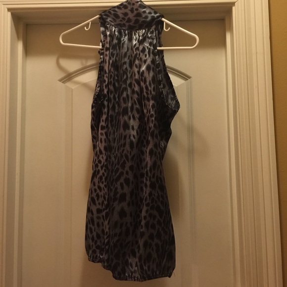 KLD signature grey and black leopard print top