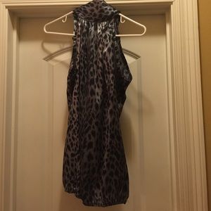 KLD signature grey and black leopard print top