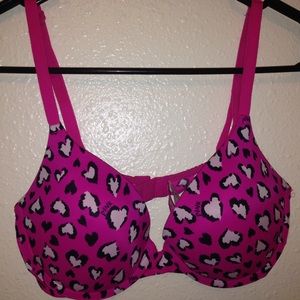 PINK 34C pink/purple heart leopard print push-up!