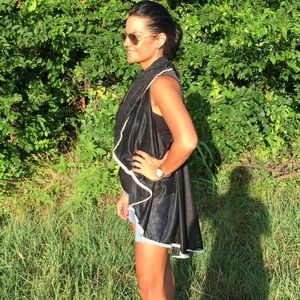 Black & White Pom  Pom Top/Vest/cardigan