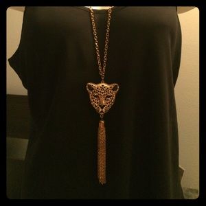 Gold Leopard pendant with tassel