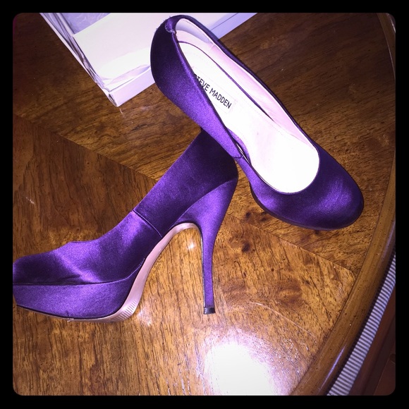 Steve Madden Shoes - Steve Madden Party Purple Satin Heals