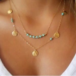 TURQUOISE AND GOLD NECKLACE 🌟SALE LOW SHIPPING✨