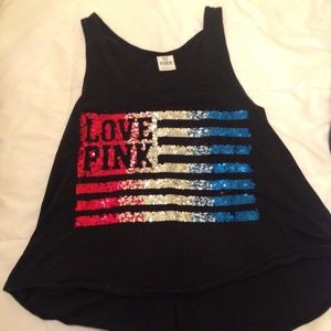 Love Pink jeweled flag shirt!
