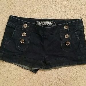 Express dark denim shorts