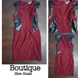 Burgundy Mini Leather Dress