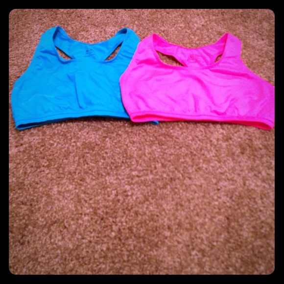Pink and blue sports bra