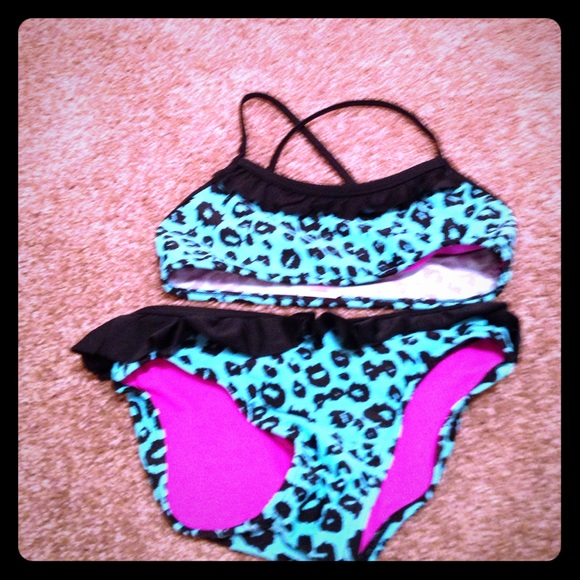 Cute blue tiger print swimsuit