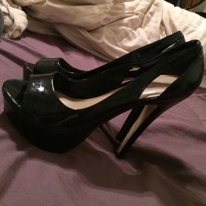 Black peep toe heels