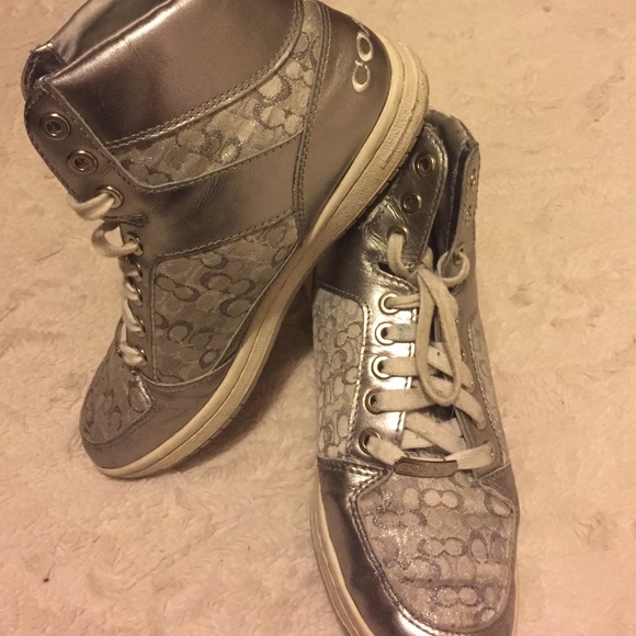 Size 8 silver coach sneakers "norra"