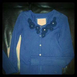 *LAST CHANCE A&F Royal Blue Cardigan, Navy Flowers