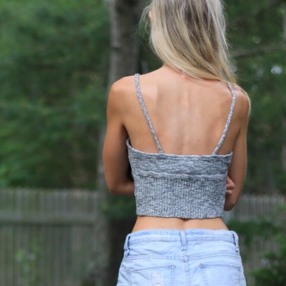 Gray Marled Knit Crop Top *Last 1! - Picture 3 of 4