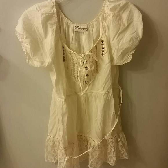 Cream peasant top