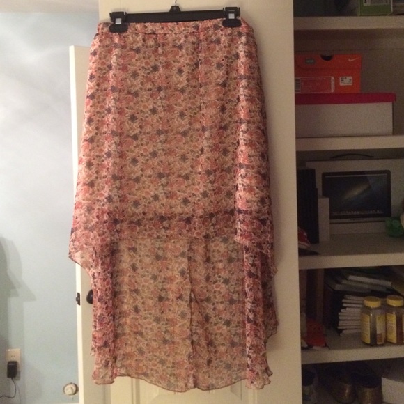 Floral high-low skirt
