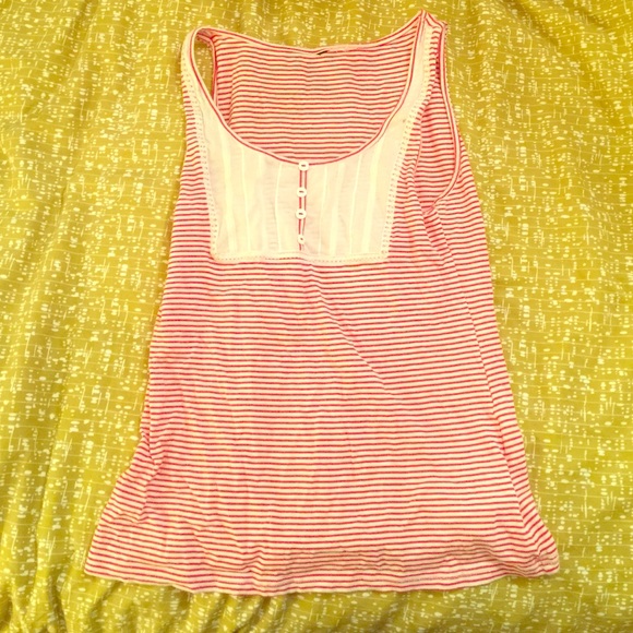 Red and White striped tank with buttons