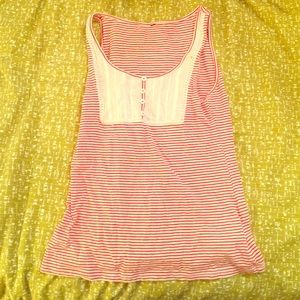 Red and White striped tank with buttons