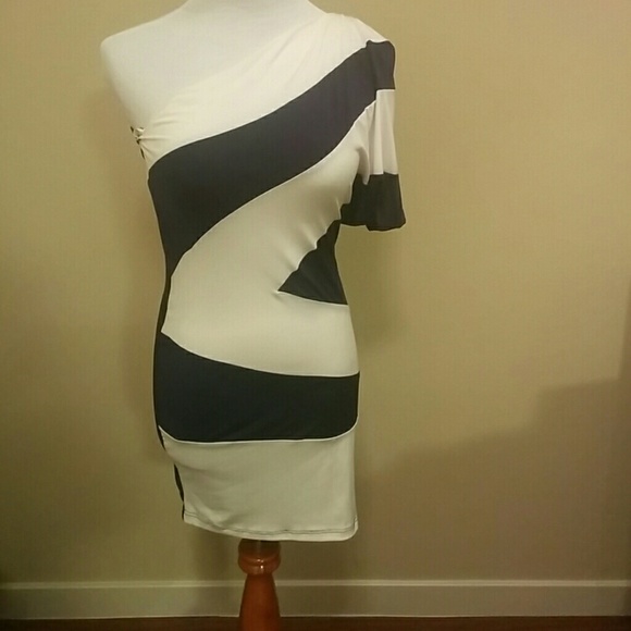 One shoulder dress.